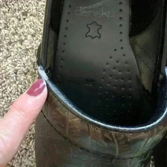 DANSKO Paisley Engraved Brown Leather Clogs - Picture 11 of 11